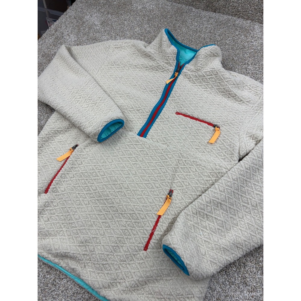 Chubbies Reversible Fleece Pullover Jacket Mens XL Teal Cream Textured #0888
